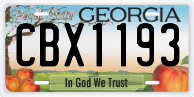 GA license plate CBX1193