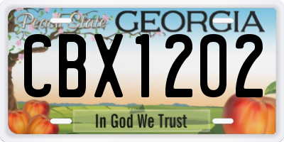 GA license plate CBX1202