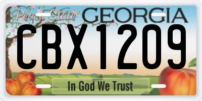 GA license plate CBX1209