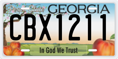 GA license plate CBX1211