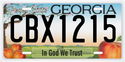 GA license plate CBX1215