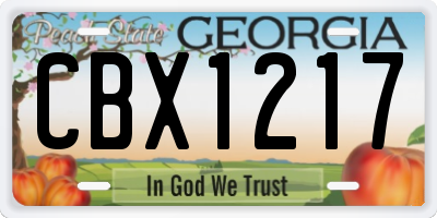 GA license plate CBX1217