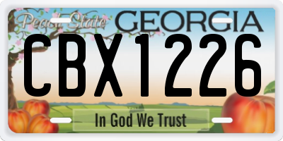 GA license plate CBX1226
