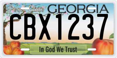 GA license plate CBX1237