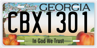 GA license plate CBX1301