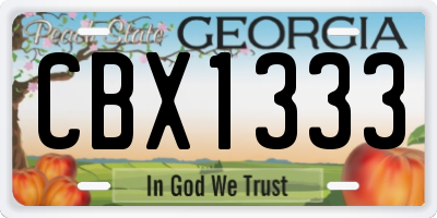 GA license plate CBX1333