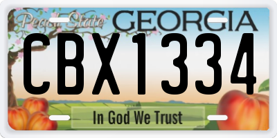GA license plate CBX1334