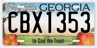 GA license plate CBX1353