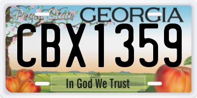 GA license plate CBX1359