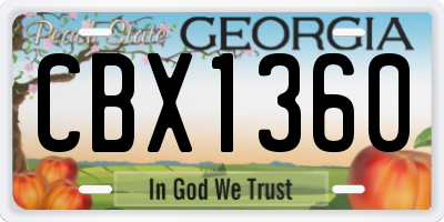 GA license plate CBX1360