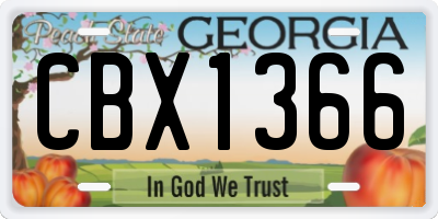 GA license plate CBX1366