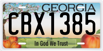 GA license plate CBX1385
