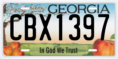 GA license plate CBX1397