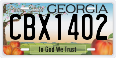 GA license plate CBX1402