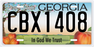 GA license plate CBX1408