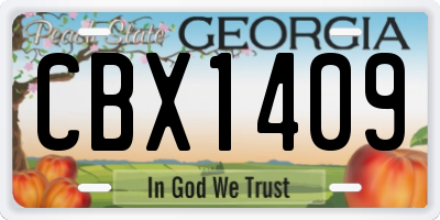 GA license plate CBX1409