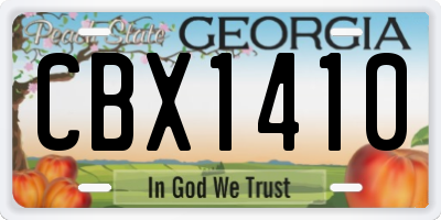GA license plate CBX1410