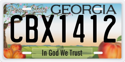 GA license plate CBX1412
