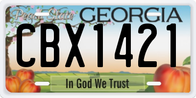 GA license plate CBX1421