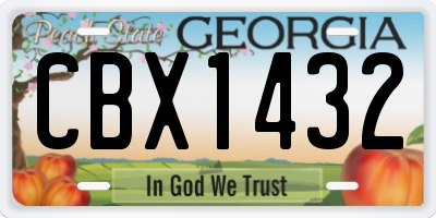 GA license plate CBX1432