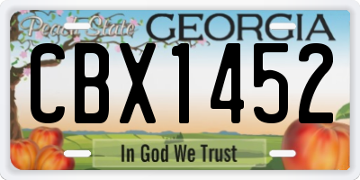 GA license plate CBX1452