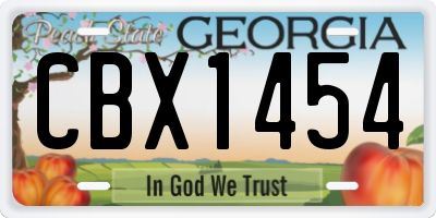 GA license plate CBX1454
