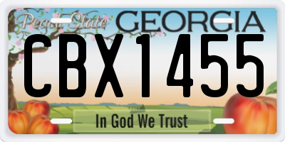 GA license plate CBX1455