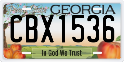 GA license plate CBX1536