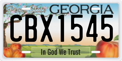 GA license plate CBX1545