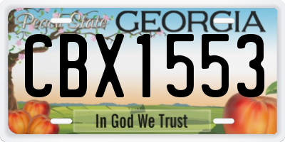 GA license plate CBX1553
