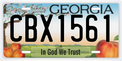 GA license plate CBX1561