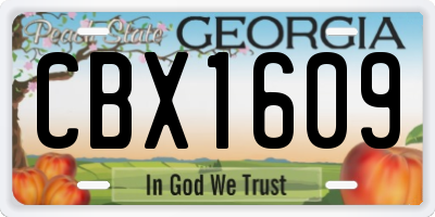 GA license plate CBX1609