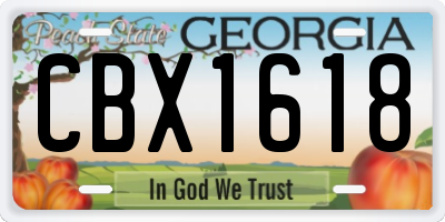 GA license plate CBX1618