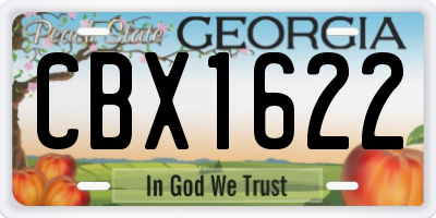 GA license plate CBX1622