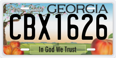 GA license plate CBX1626