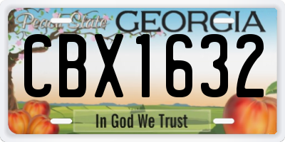 GA license plate CBX1632