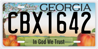GA license plate CBX1642
