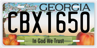 GA license plate CBX1650