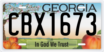 GA license plate CBX1673