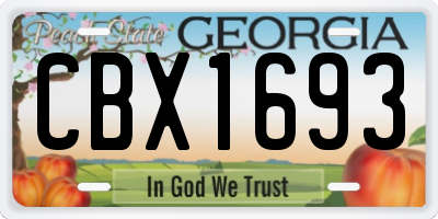 GA license plate CBX1693