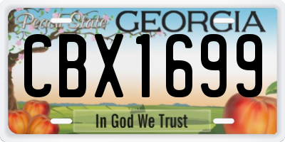 GA license plate CBX1699