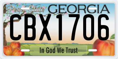 GA license plate CBX1706