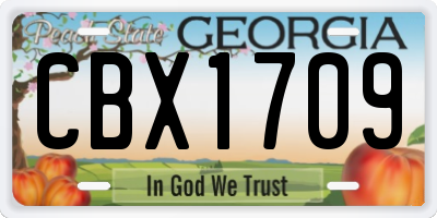 GA license plate CBX1709
