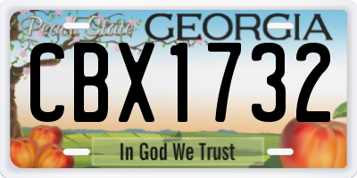 GA license plate CBX1732