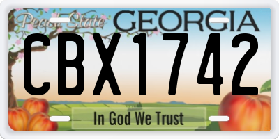 GA license plate CBX1742