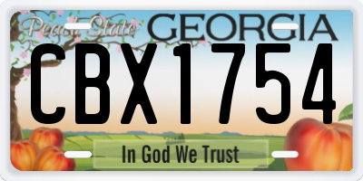 GA license plate CBX1754
