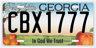 GA license plate CBX1777