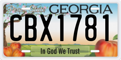 GA license plate CBX1781