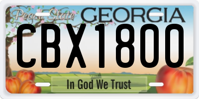 GA license plate CBX1800