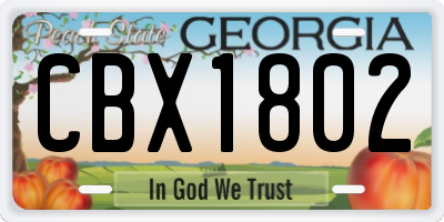 GA license plate CBX1802
